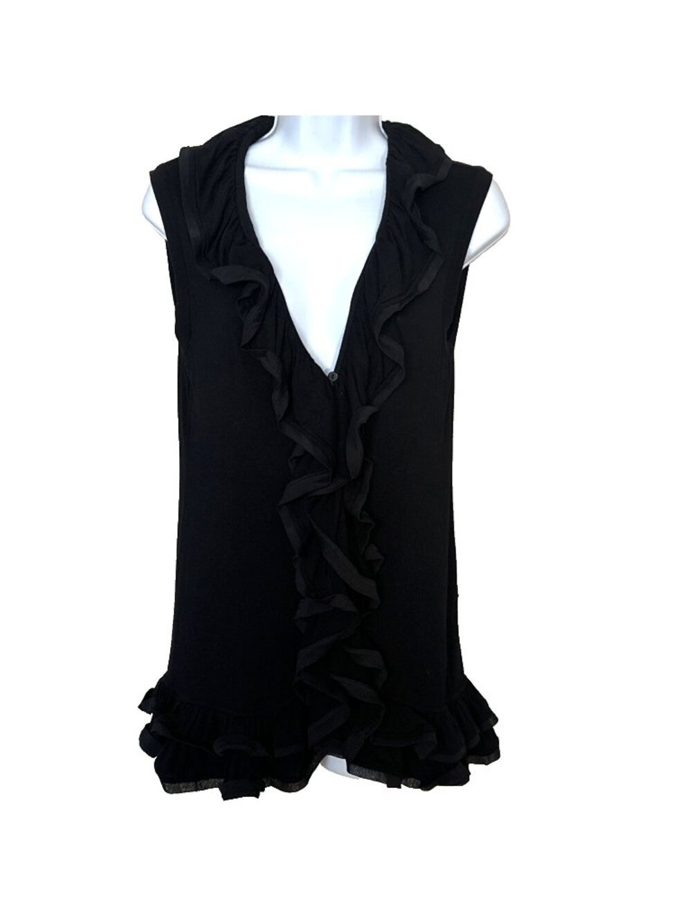 Y2k Black Top Blouse Small Vivienne Tam Dainty Draped Ruffle